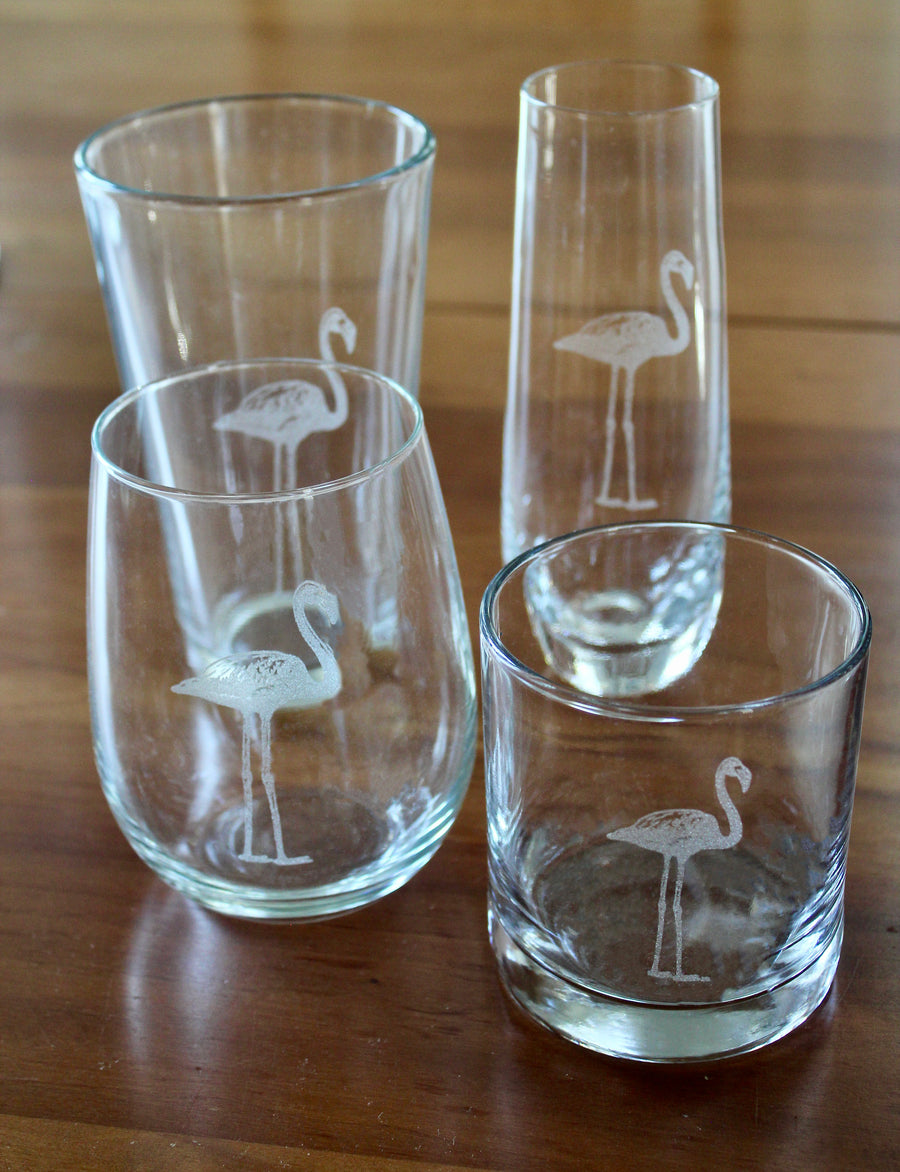 Flamingo Engraved Glasses