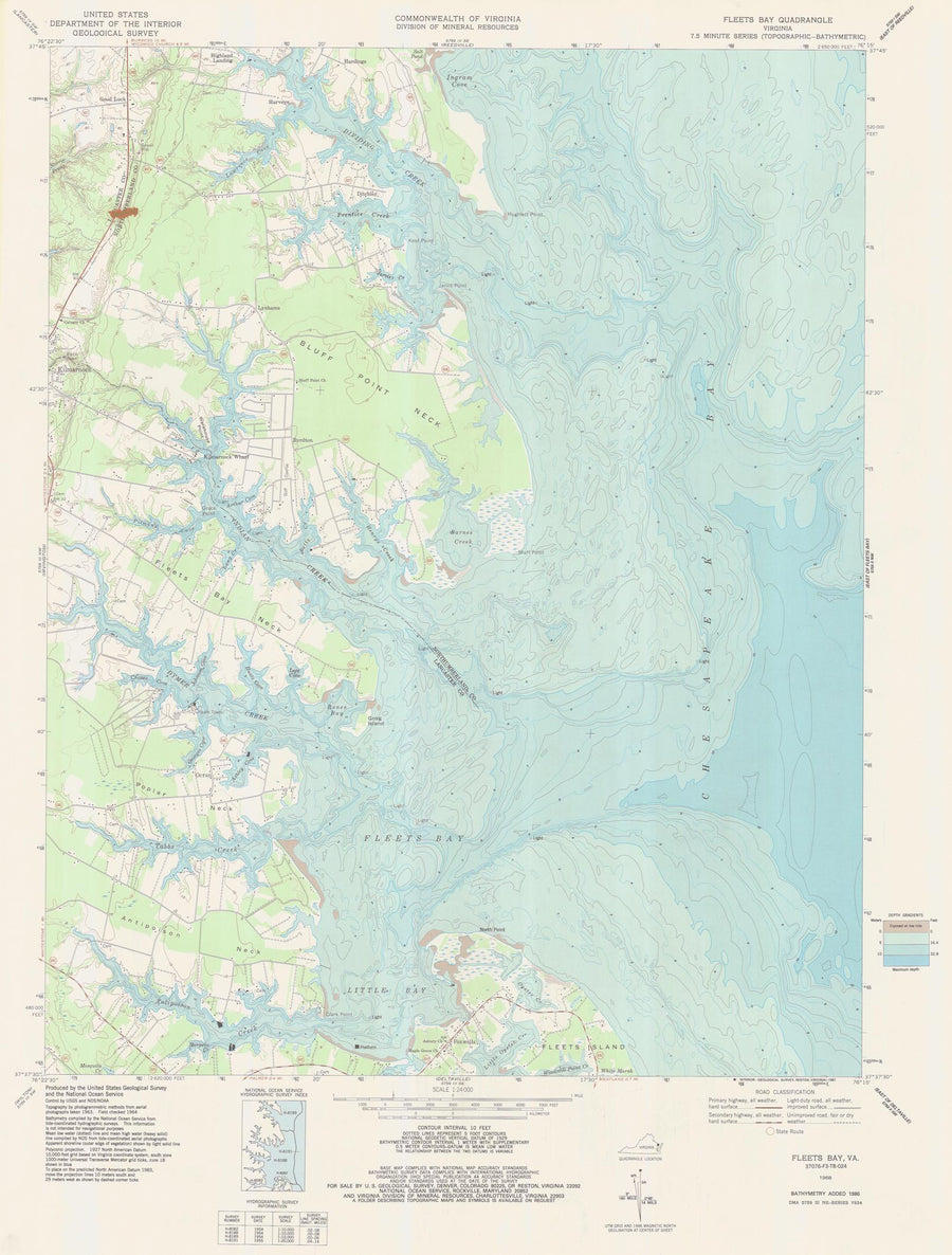Fleets Bay Virginia Topographic Map - 1968