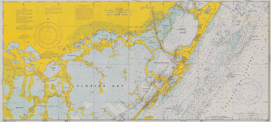 Florida Bay Map - 1971 (18" x 40") (24" x 54")