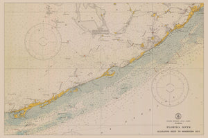 Florida Keys Map  - Alligator Reef to Sombrero Key - 1940