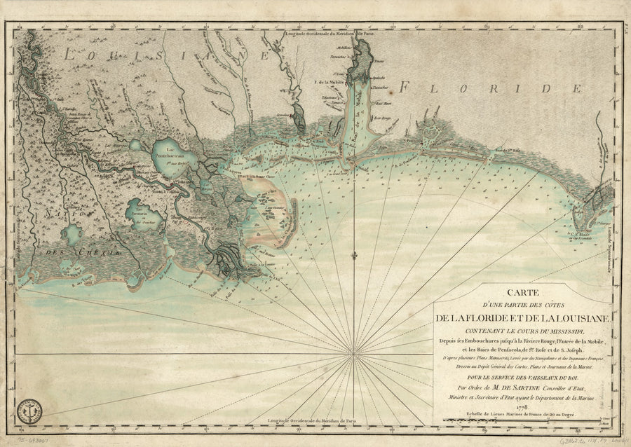Florida & Louisiana (color) Map - 1778