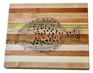 Flounder Engraved Wooden Serving Board & Bar Board