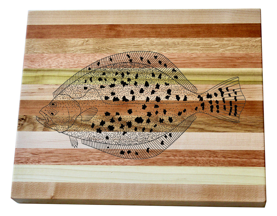 Flounder Engraved Wooden Serving Board & Bar Board