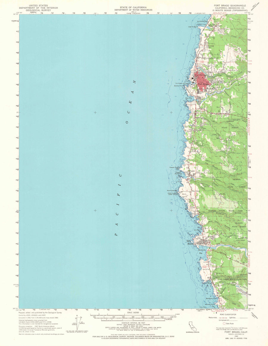 Fort Bragg Topographic Map - 1960