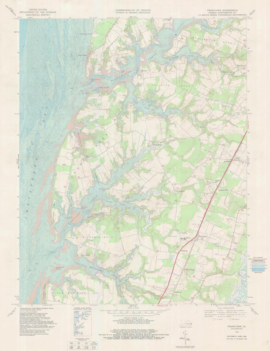 Franktown Virginia Map - 1968