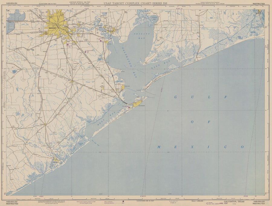 Galveston Bay Map - 1950