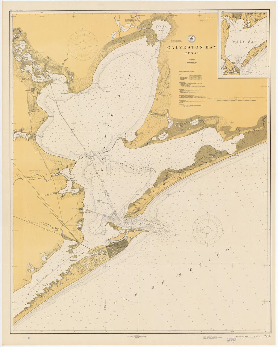 Galveston Bay Texas Map - 1915