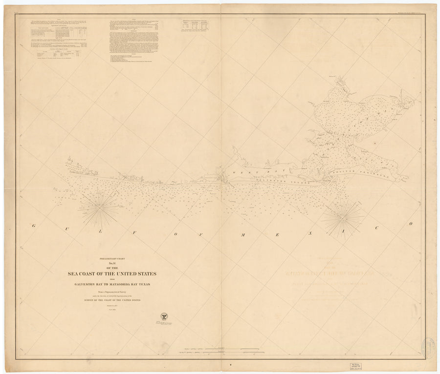 Galveston Bay to Matagorda Bay Map - 1857