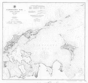 Gardiner's Bay Long Island Sound - Map (Black & White) - 1891