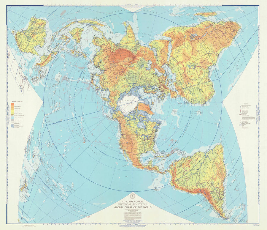 Global Chart of the World Map -1957
