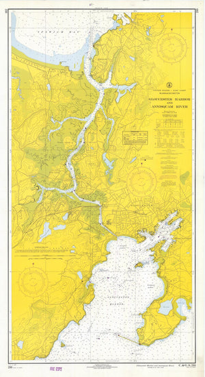 Gloucester Harbor & Annisquam River Map - 1967
