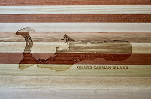 Grand Cayman Map Engraved Wooden Serving Board & Bar Board