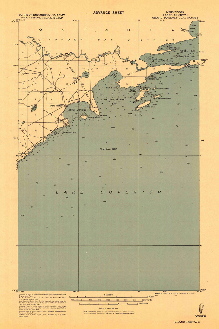 Grand Portage Topographic Map - 1919