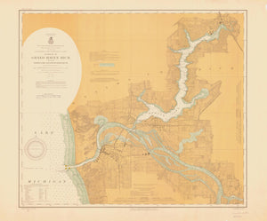 Grand Haven - Lake Michigan Map - 1914