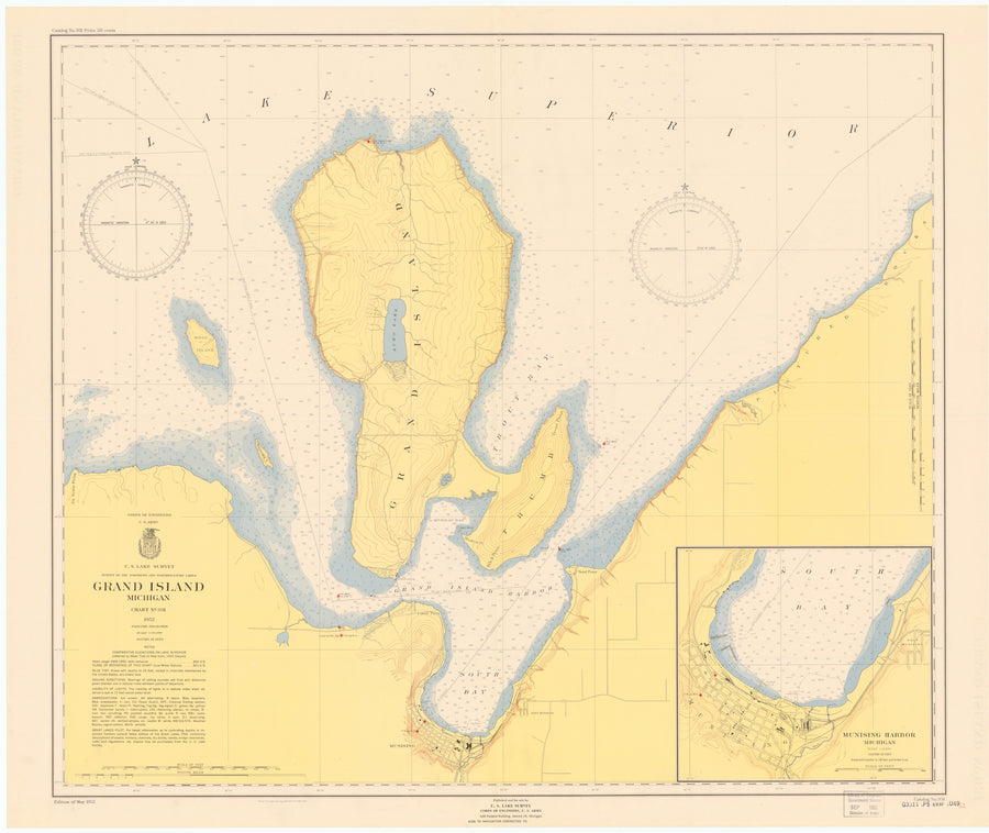 Grand Island Michigan Map - 1952