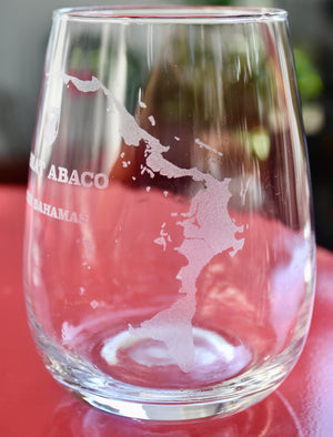 Great Abaco Island Map Engraved Glasses