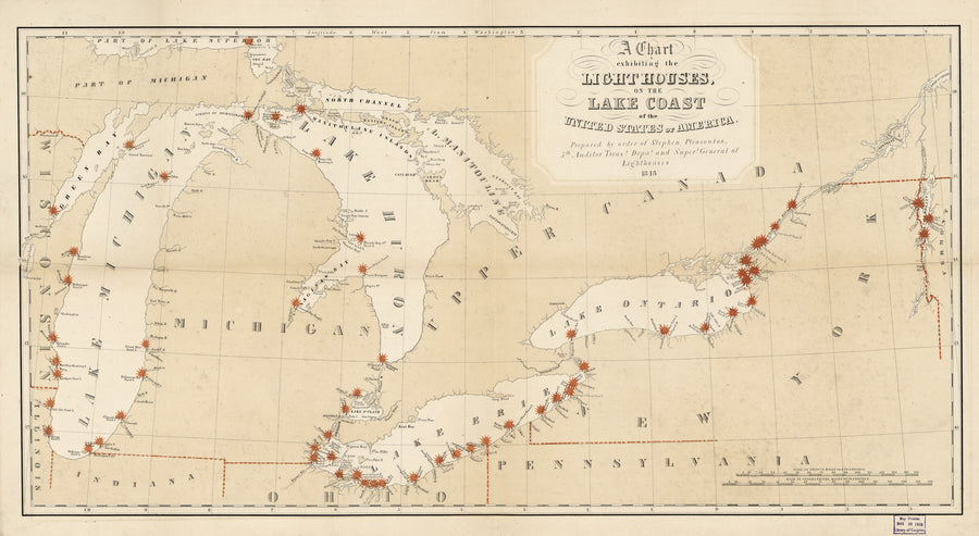 Great Lakes Lighthouses Map - 1848