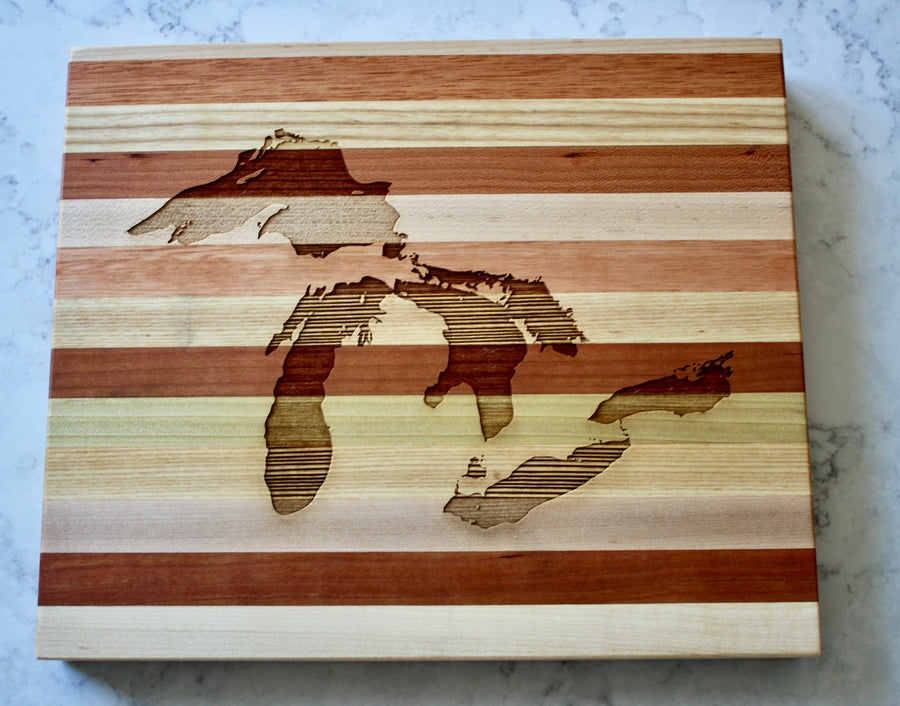 Great Lakes Map Engraved Wooden Serving Board & Bar Board