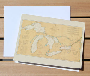 Great Lakes Map Notecards (1921) 4.25"x5.5"