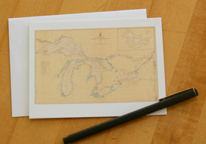 Great Lakes Map Notecards (1938) 4.25"x5.5"