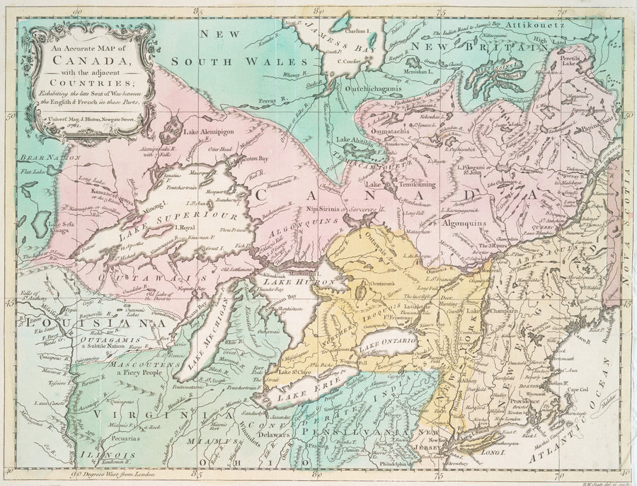 Great Lakes & Canada Map - 1761