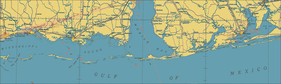 Gulf Shores Alabama Chart - Watercolor Effect
