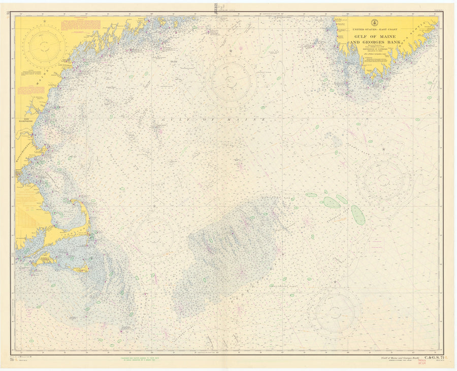 Gulf of Maine & Georges Bank Map - 1956
