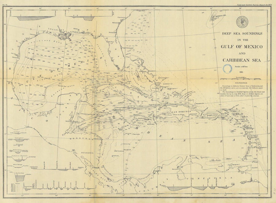 West India Islands & Caribbean Sea Map 1879