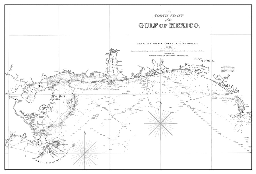 Gulf of Mexico Map - St. Marks to Galveston - White (zoom)