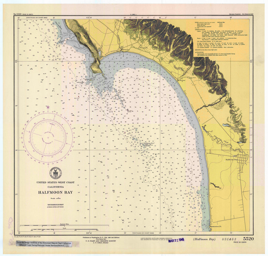 Half Moon Bay California Map 1947