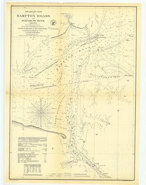 Hampton Roads and Elizabeth River Map - 1857