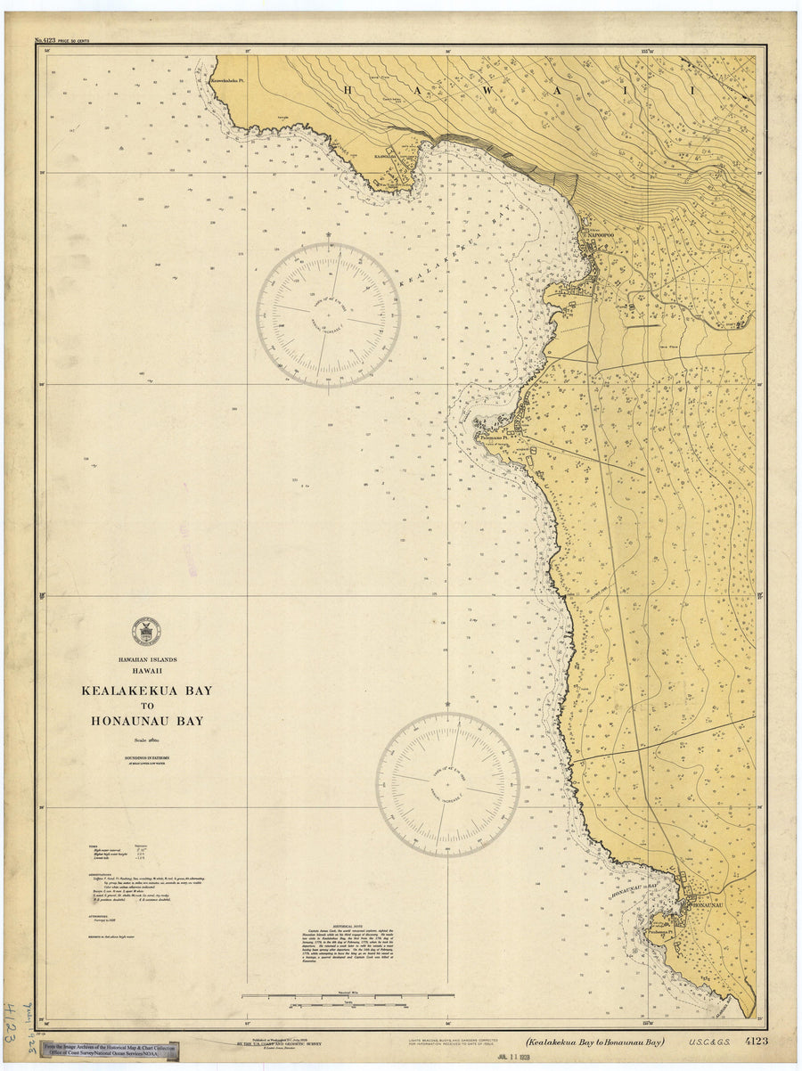 Hawaii - Kealakekua Bay Map 1928