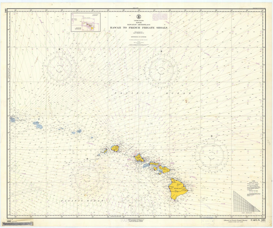 Hawaii to French Frigate Shoals Map - 1961