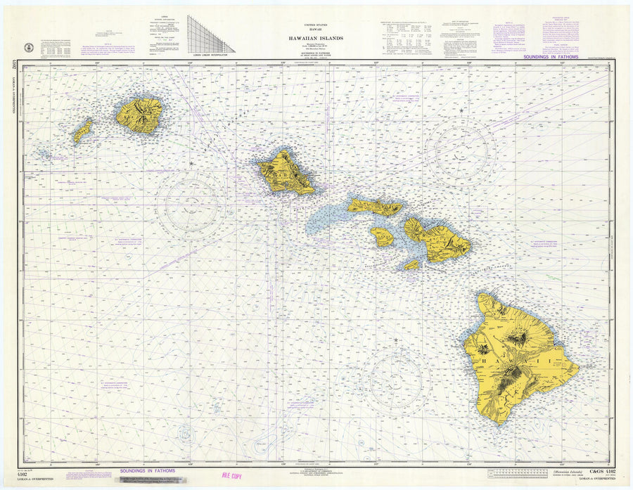 Hawaiian Islands Map -1974