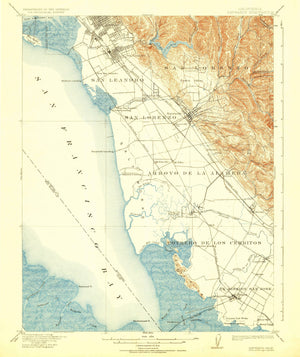 Haywards California Topographic Map - 1915