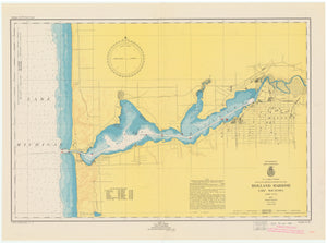 Lake Michigan Map - Holland Harbor - Lake Macatawa - 1949
