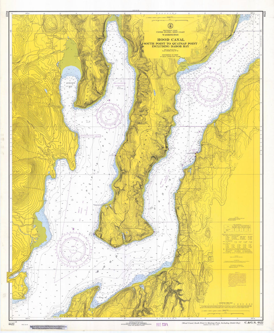 Hood Canal - South Point to Quatsap Point Map - 1968