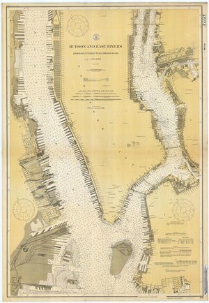 Hudson River & East River Map - 1919