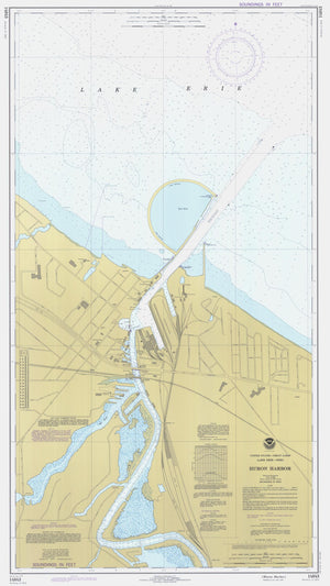 Huron Harbor Map - Lake Erie Chart - 1977
