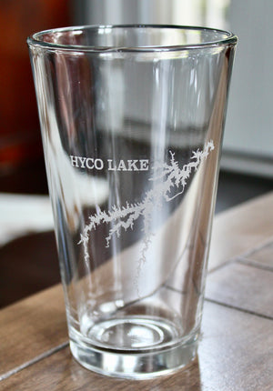 Hyco Lake, NC Map Engraved Glasses