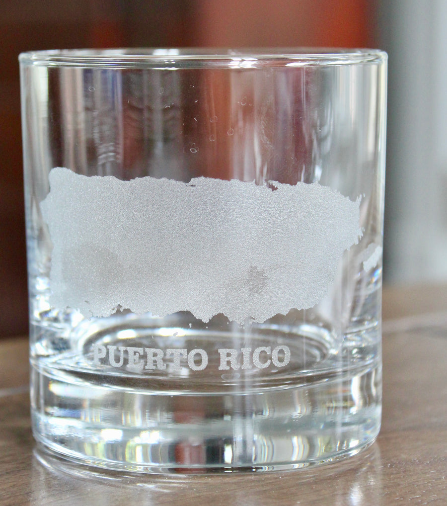 Puerto Rico Map Engraved Glasses