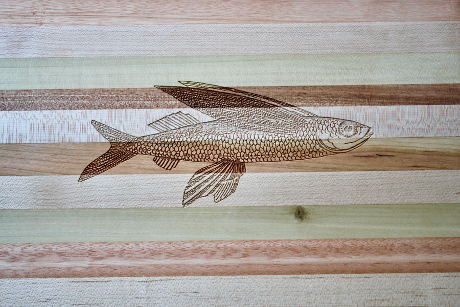 Flying Fish Engraved Wooden Serving Board & Bar Board