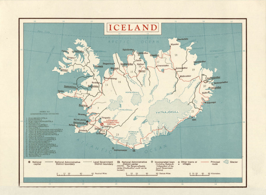 Iceland Map - 1958