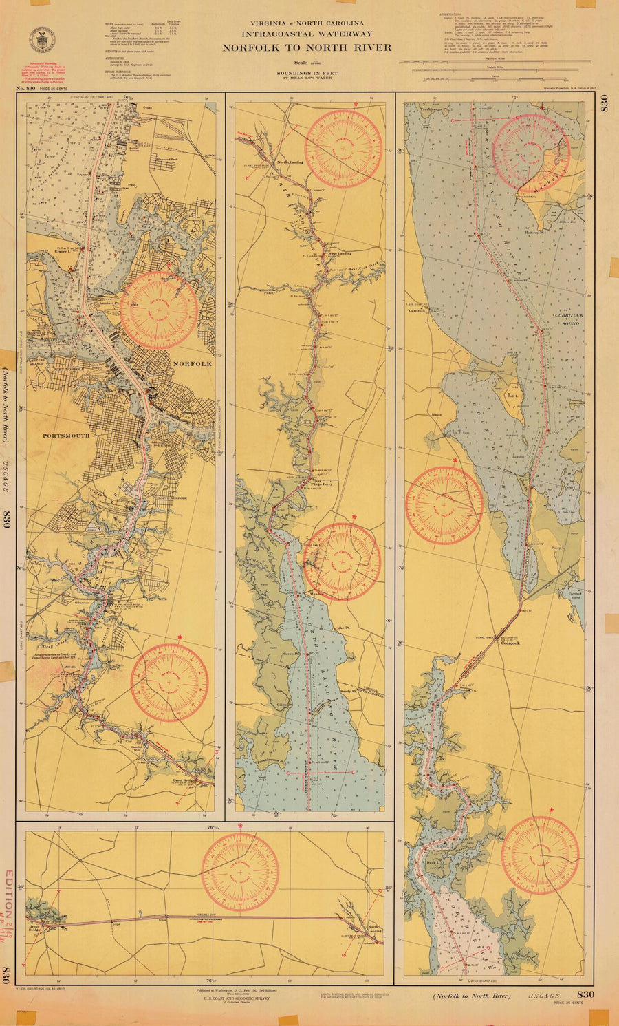Intracoastal Waterway Map - Norfolk to North River - 1946