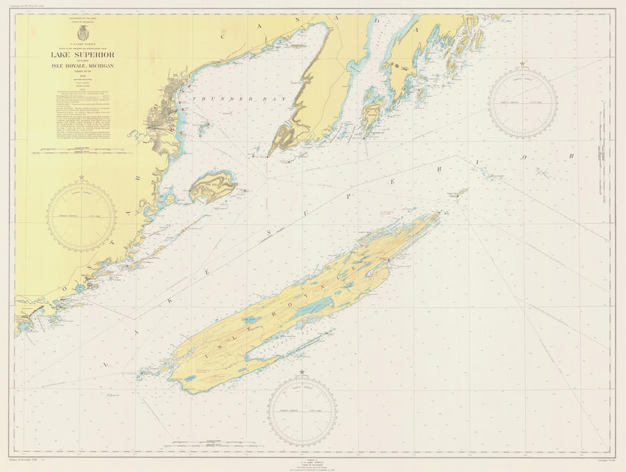 Lake Superior - Isle Royal Map - 1948