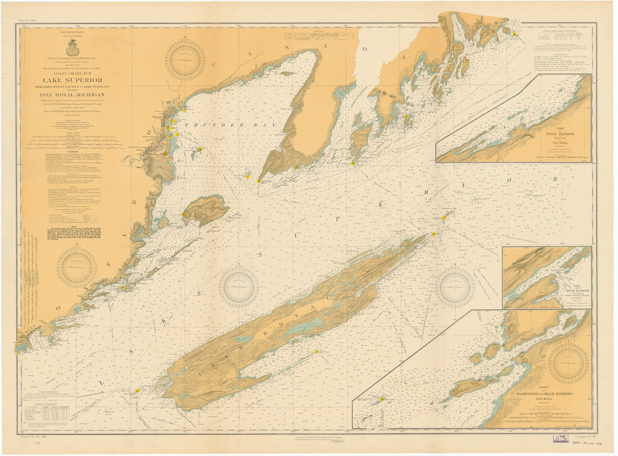 Lake Superior - Isle Royal Map - 1913