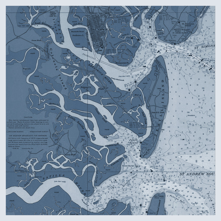 Jekyll Island Map - 1968 (Blue)