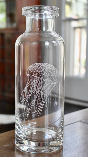 Jellyfish Engraved Glass Carafe