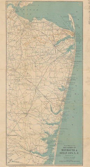 Jersey Shore Map - Monmouth & Ocean Counties - 1890