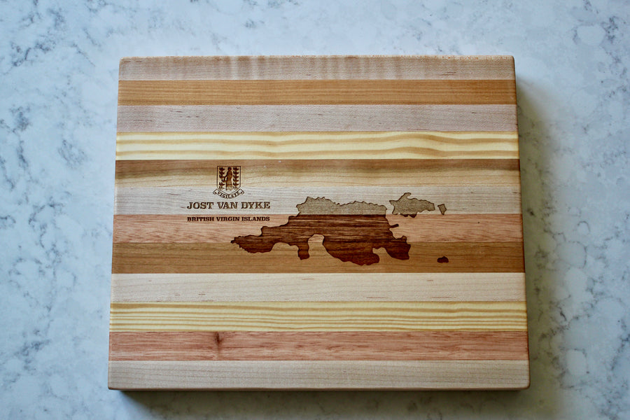 Jost Van Dyke Map Engraved Wooden Serving Board & Bar Board